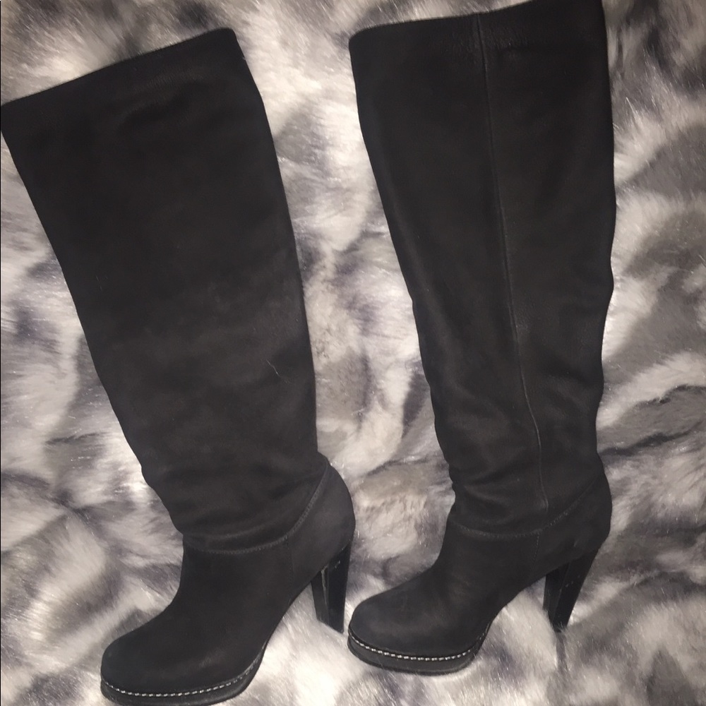Cole Haan black suede knee high boots